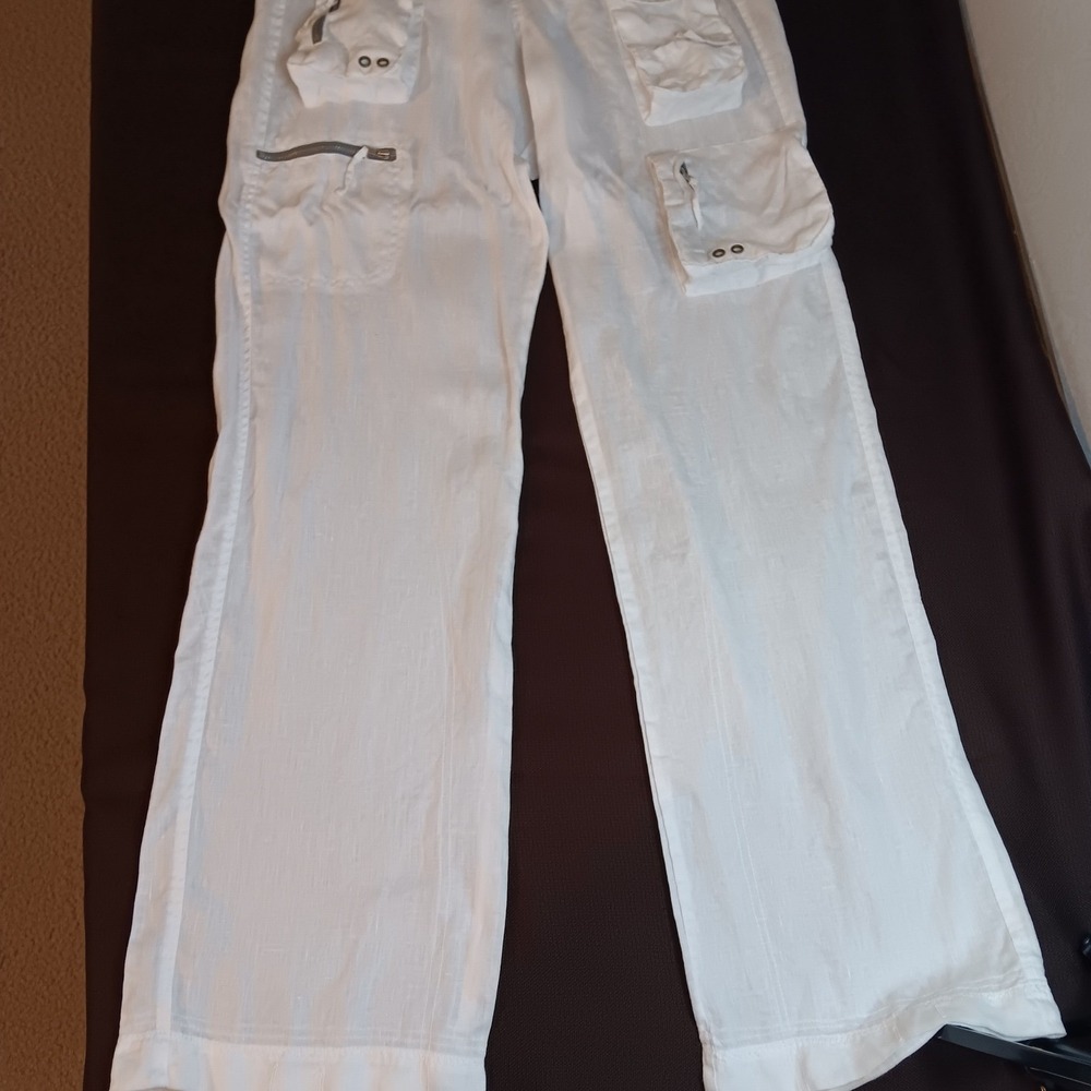 Pete&Greta for Pant White Linen‎ Cargo Pants Unisex Pockets Size 6